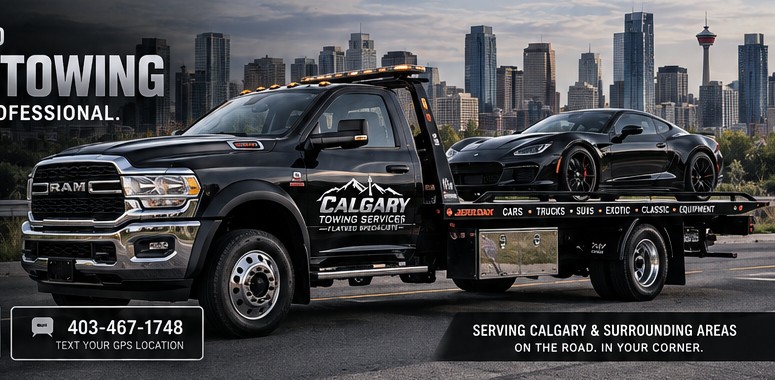 Flatbed tow truck serving Calgary